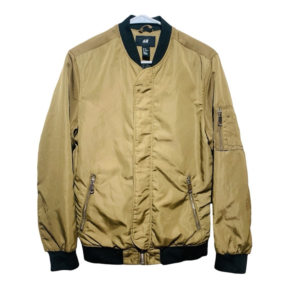 Women’s H&M Padded Bomber Jacket Gold & Black Size XS